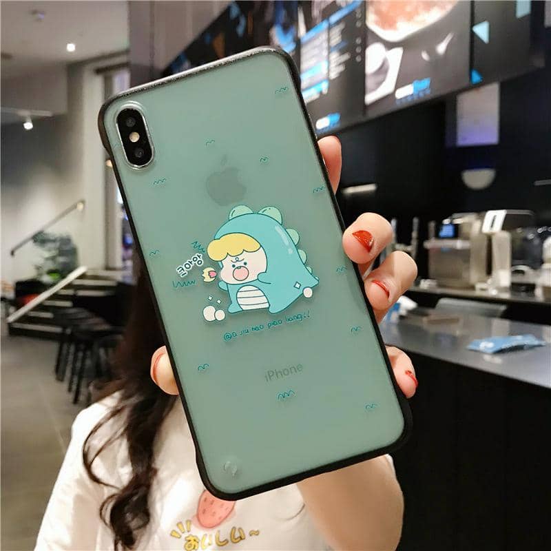 Acrylic borderless avocado cartoon dinosaur  | IPhone