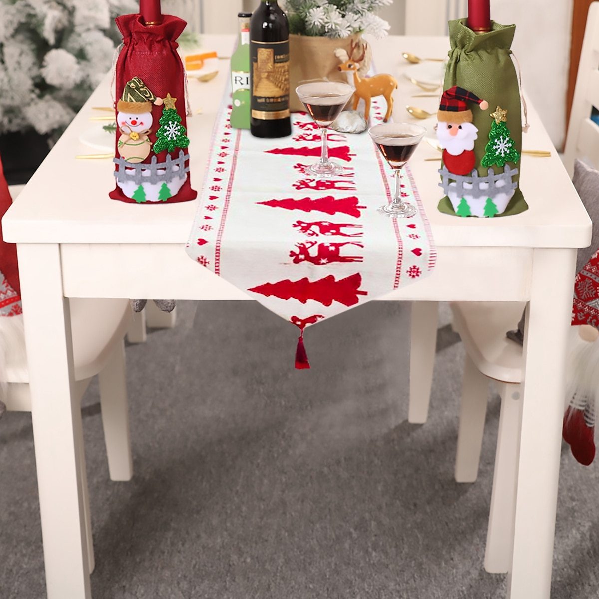 Christmas cotton embroidery table flag