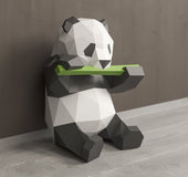 Panda model eating bamboo