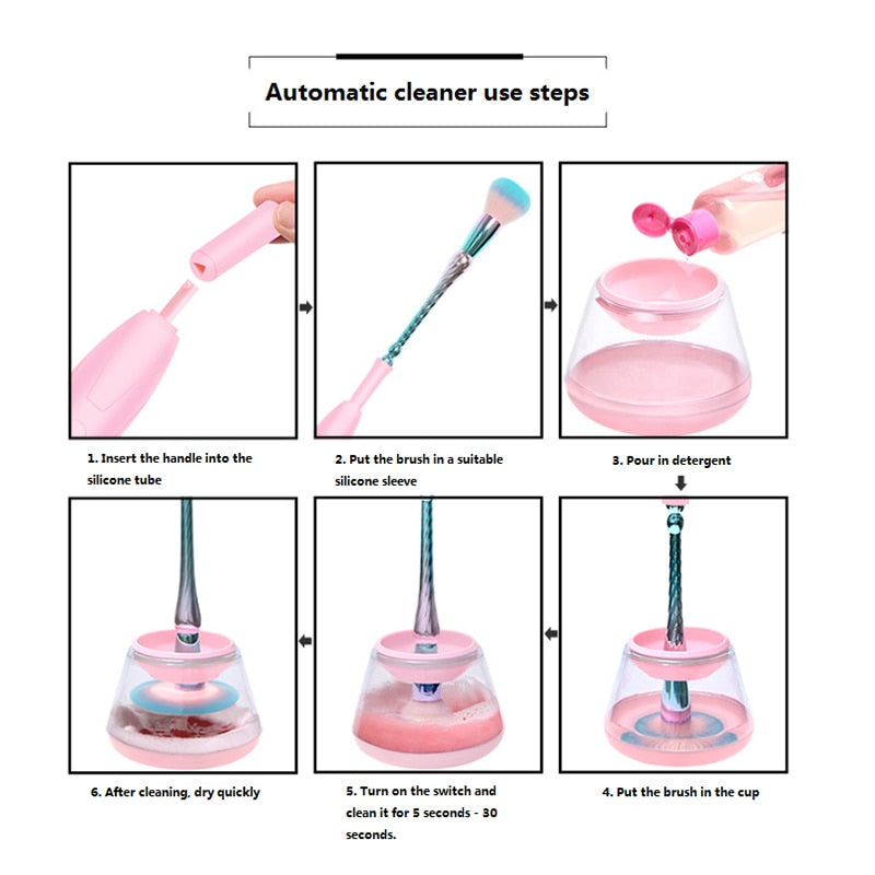 Set de limpiador de pinceles de maquillaje eléctrico