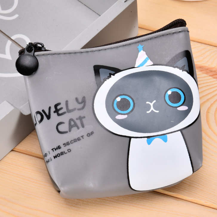Korean stationery creative cute cartoon small meow PU material zero wallet receiving key bag