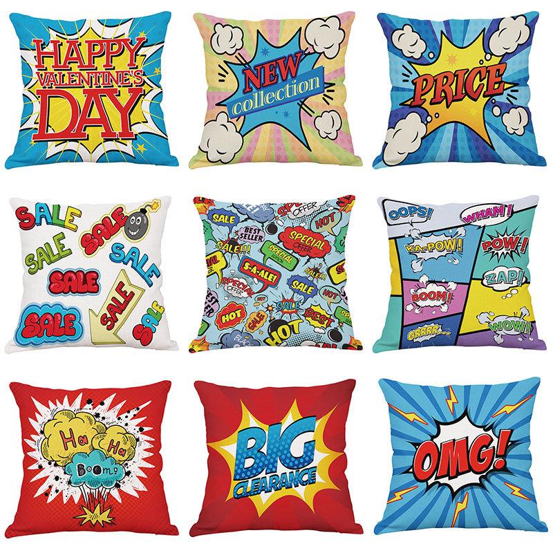 Cartoon pop comic cotton and linen pillowcase