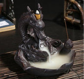 Dragon ceramic incense burner smoke