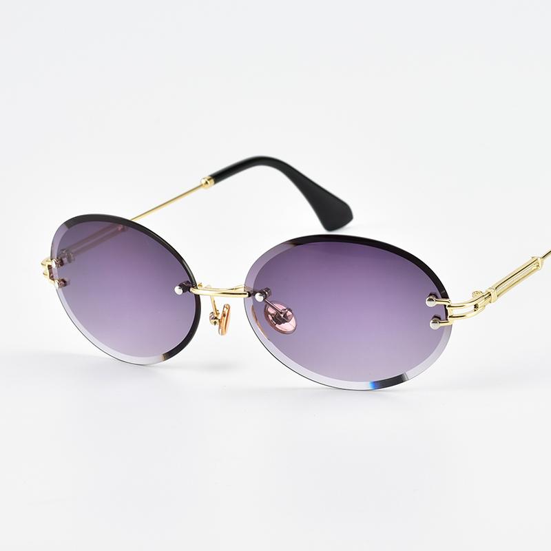 Oval polished edge sunglasses