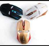 Novo Homem De Ferro Mouse Sem Fio Rato Gaming Mouse gamer Botão Mute Silencioso Clique 1200/1600/2400 dpi ratos do computador Ajustável