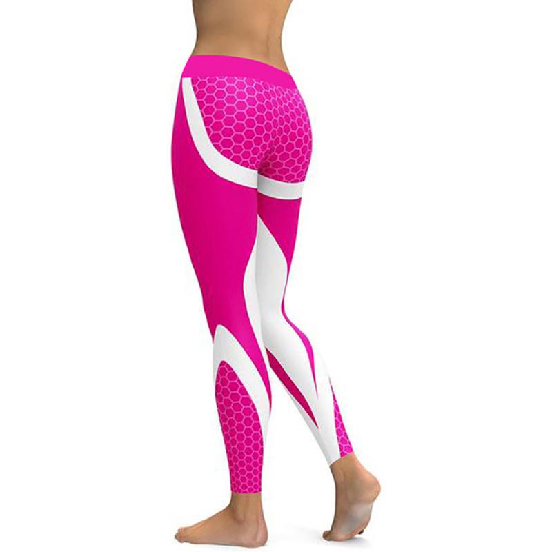 Geometric honeycomb digital printing pants, yoga pants, sports pants, high elastic bottompants