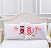 Mr and Mrs Owls Romantic Pillow case