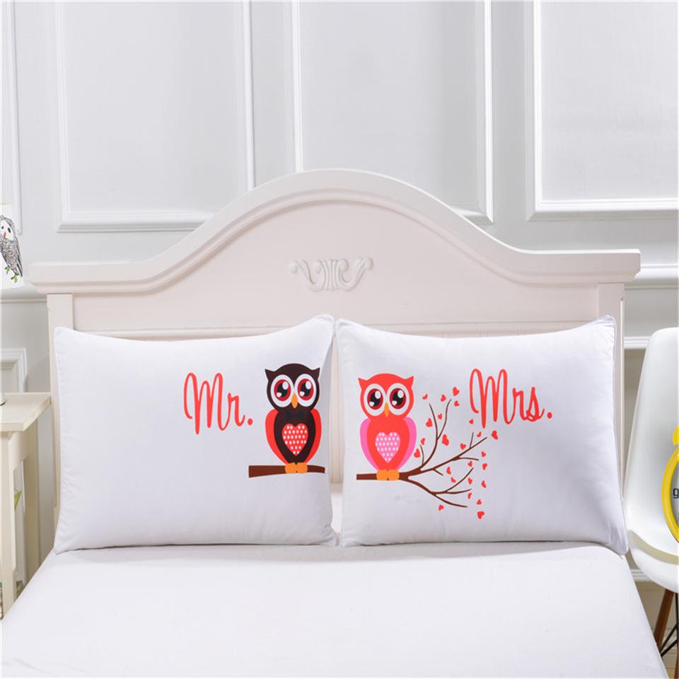 Mr and Mrs Owls Romantic Pillow case