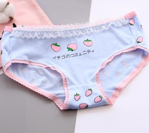 Cute Strawberry Panties Mid-Waist