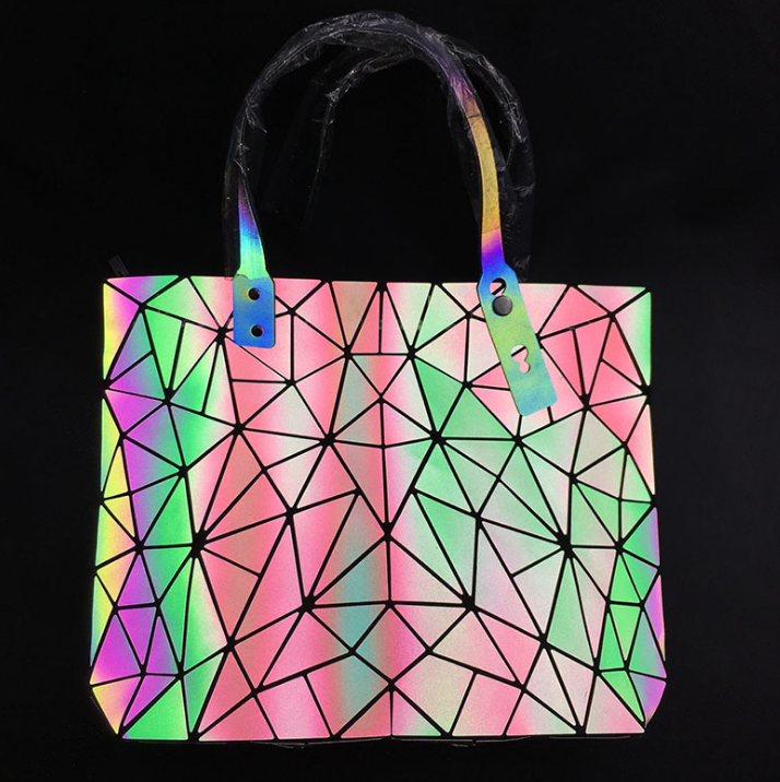 Luminous geometric rhombic handbag