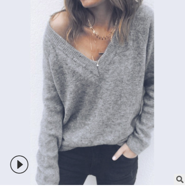 LITTHING  Automne Chandail Tricoté Femmes V Cou De Mode Solides Manches Longues Casual Pull Chandails Sexy Femme Femmes Pull