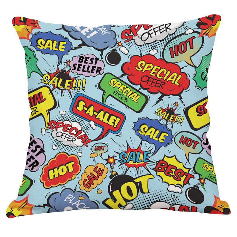 Cartoon pop comic cotton and linen pillowcase