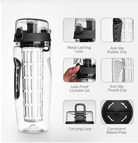 BAISPO 32oz 900ml BPA Free Fruit Infuser Juice Shaker Sports Lemon Water Bottle Tour hiking Portable Climbing Camp Bottles