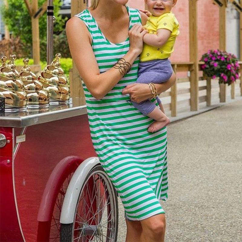 Striped dress breastfeeding skirt