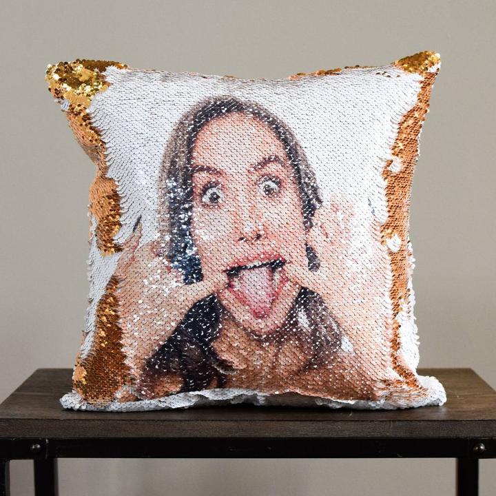 Funda De Almohada Con Lentejuelas Con Foto Personalizada
