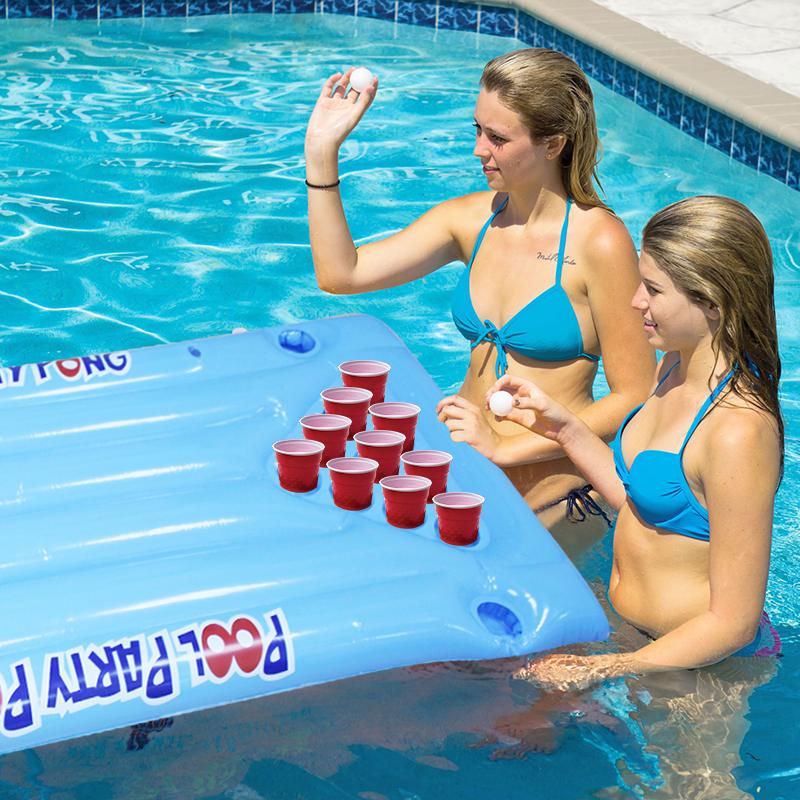 Inflatable floating row inflatable cup hole floating deck chair table tennis floating row