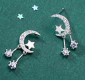 Star moon tassel earrings
