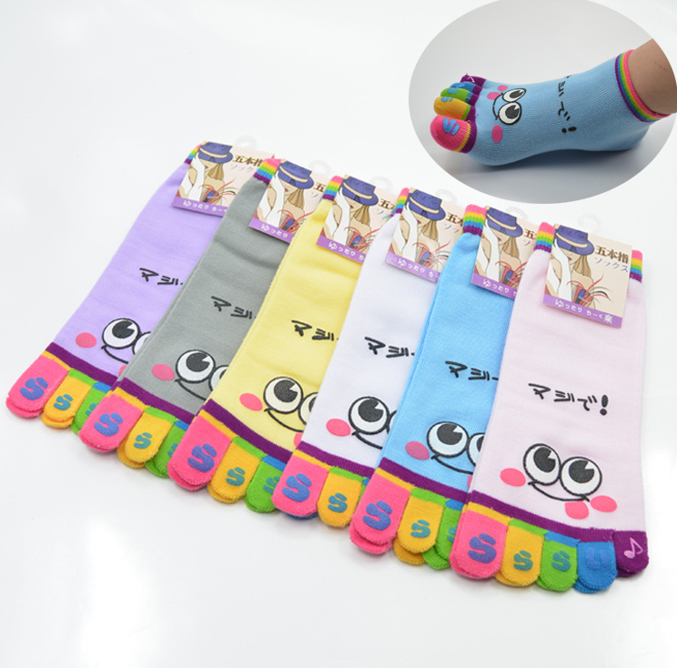 Creative cartoon cute five-finger socks women's