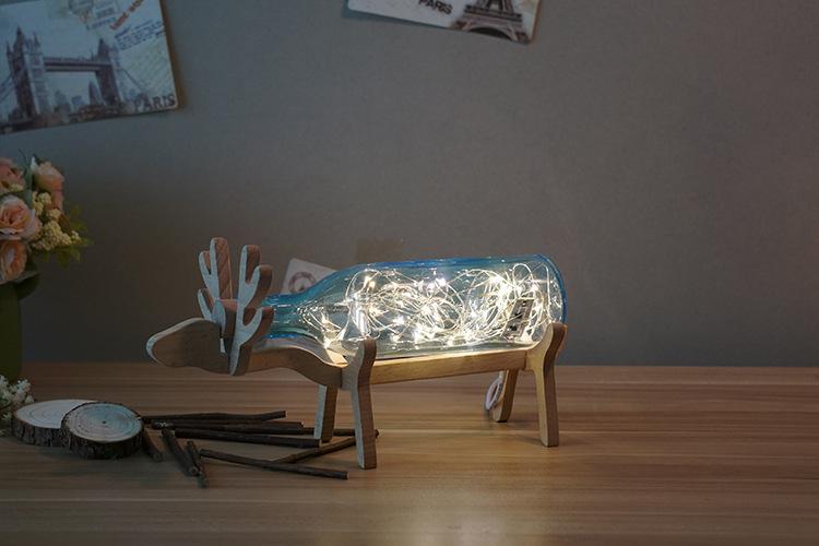 Romantic LED Small Night Light Creative Original Wooden Glass Table Lamp Christmas Birthday Gift Bedroom Lamp