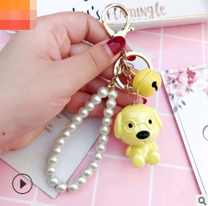 Creative ABS plating puppy key ring ring pendant pearl bracelet car bag couple jewelry ornaments