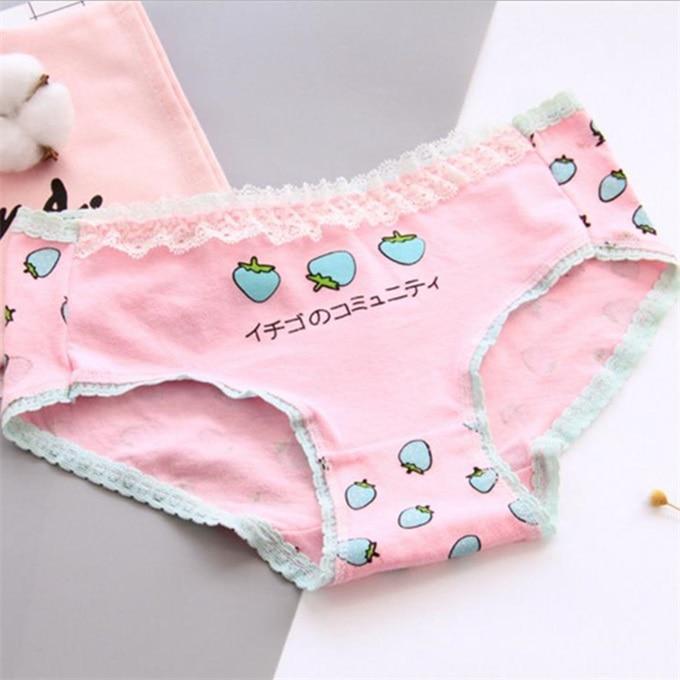 Cute Strawberry Panties Mid-Waist