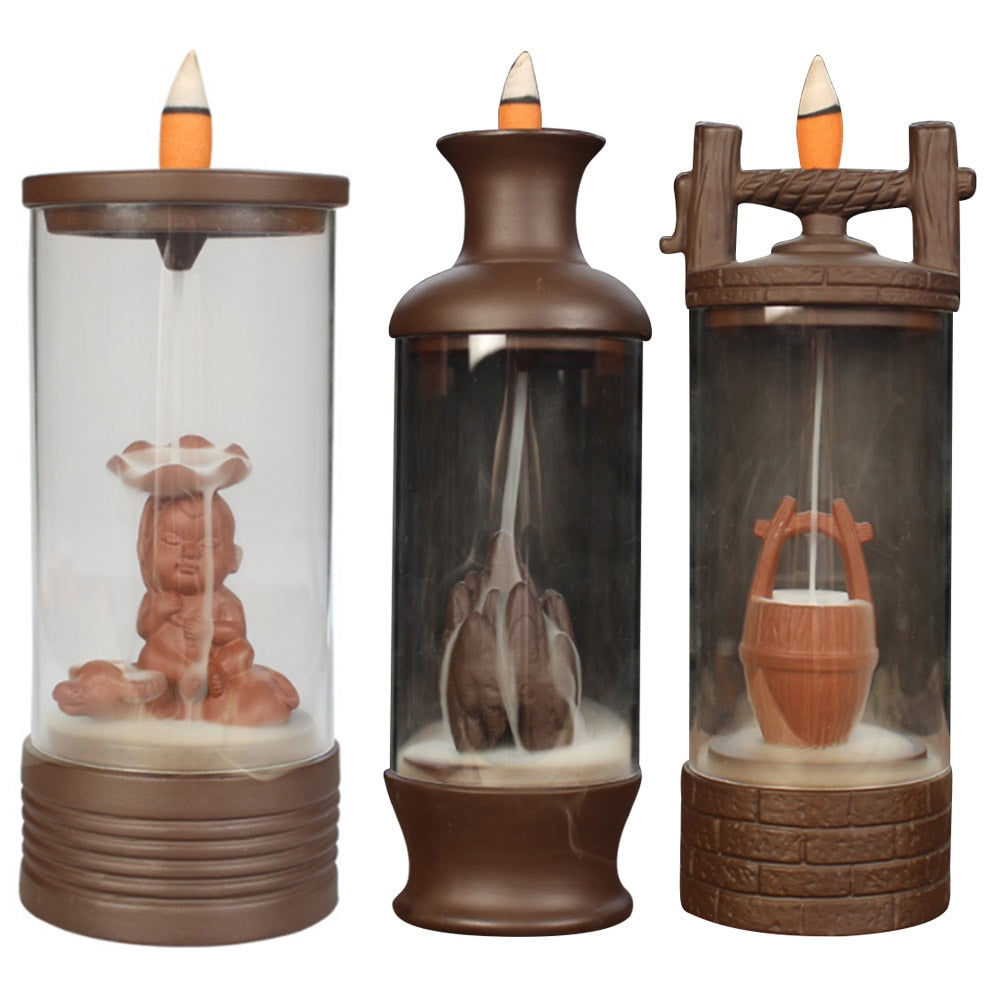 Auspicious Dragon Smoke Backflow Incense Burner Glass