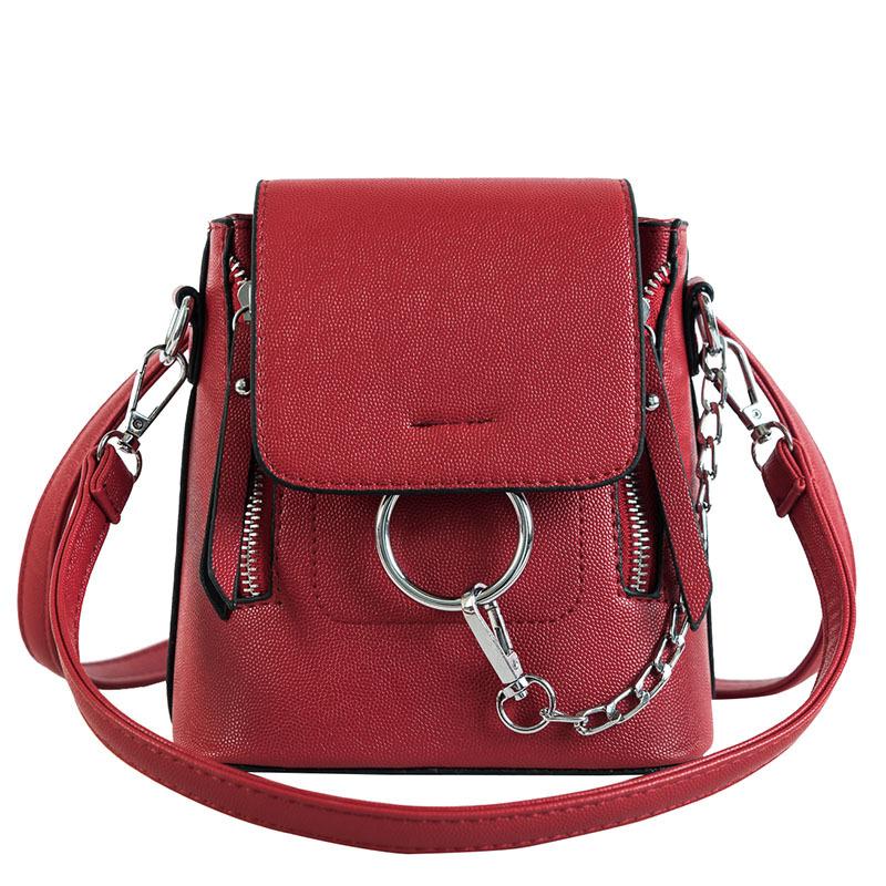Korean PU pure color retro fashion small backpack waterproof single-shoulder bag travel bag
