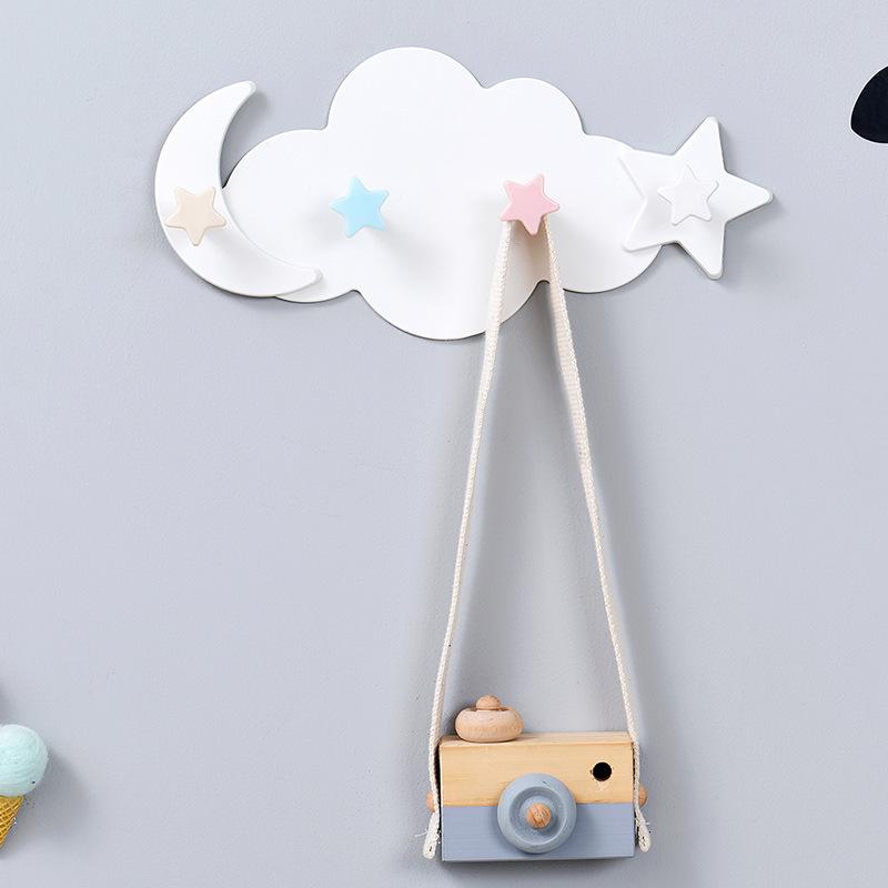 Creative star moon cloud shape without nails hat clothes hooks shelf hanging hanger