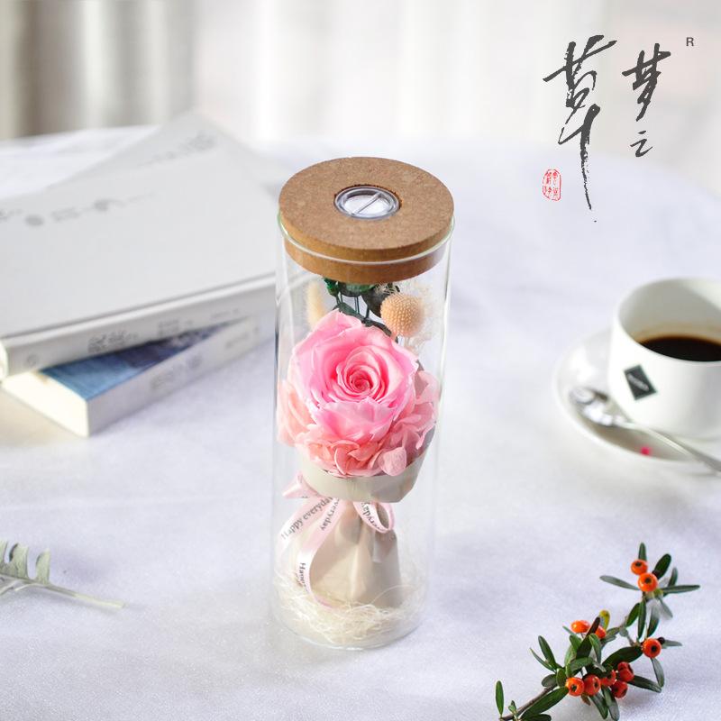 Eternal Roses Drifting Bottles Wishing Bottles Colorful Lights 38 Sections Gifts Creative Birthday Glass Cover