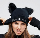 cat ears woolen winter caps