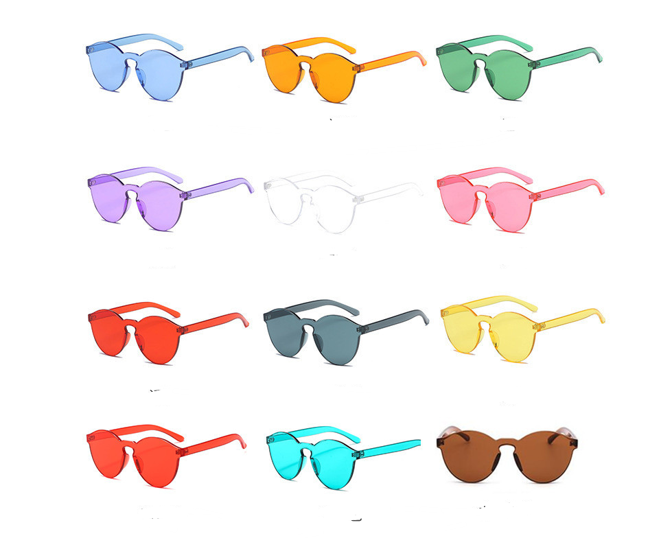 12 color frameless conjoined jelly transparent sunglasses