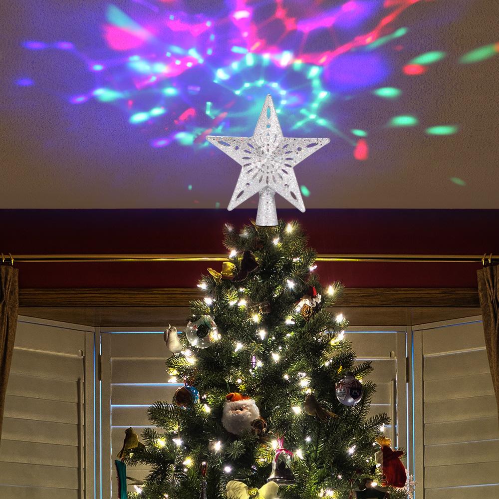 LED Christmas Tree Top Rotating Snowflake Projector