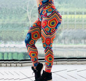 Colorful jacquard high waist print sports fitness bottoming yoga pants