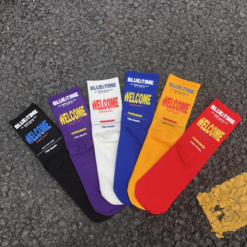 Korean letter men and women trend couple socks