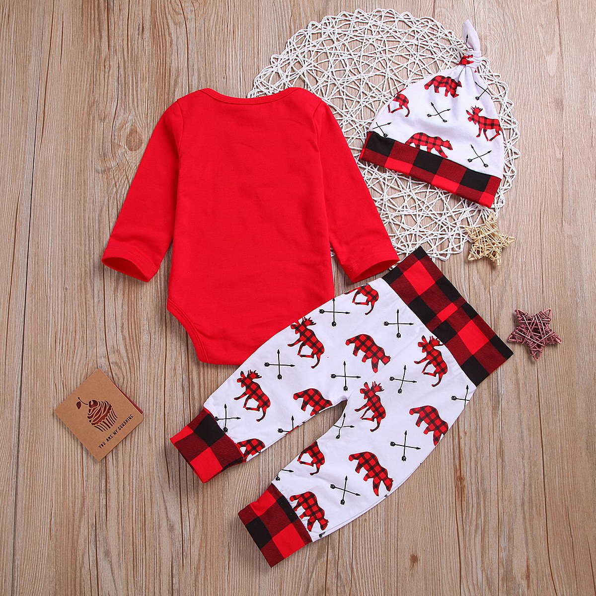 Kids Baby Girl Boy My First Christmas Letter Romper Pant Hat Outfits Xmas Set Autumn Clothing
