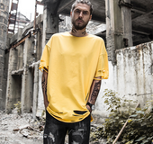 Hole short-sleeved t-shirt loose cotton