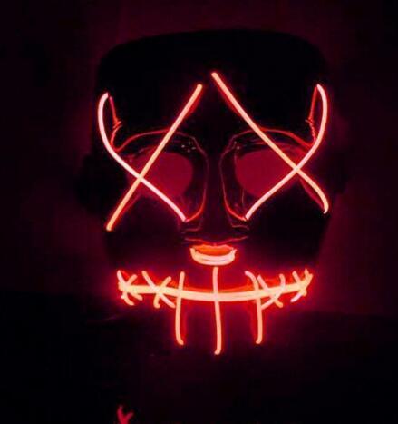 Halloween Led Luminous Mask Horror Grimace Bloody EL wire Halloween Carnaval Party Club Bar DJ Glowing Full Face Masks