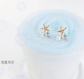Mermaid 925 Sterling Silver Starfish Star Stud Earrings