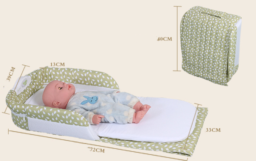 Crib bed diaper table with music portable sleeping basket