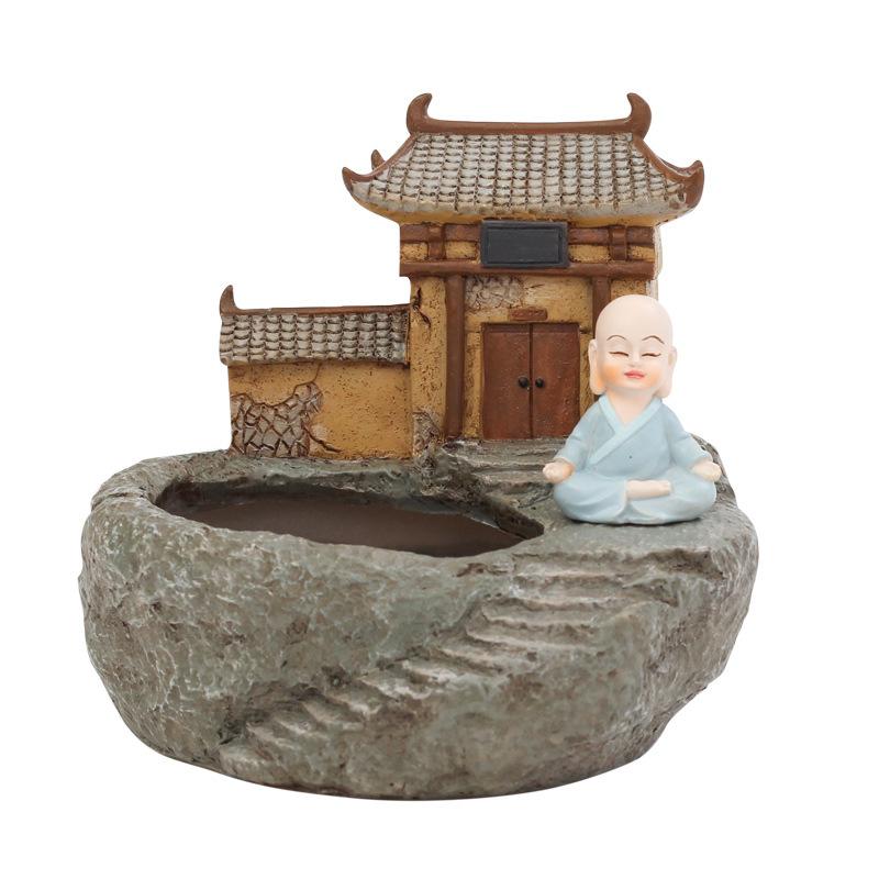 Home zen garden small monk flower pot