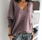 autumn winter Women v-neck solid Sweater Pullover Female Knitted sweaters Jumper casual Knitwear Pull Femme jersey