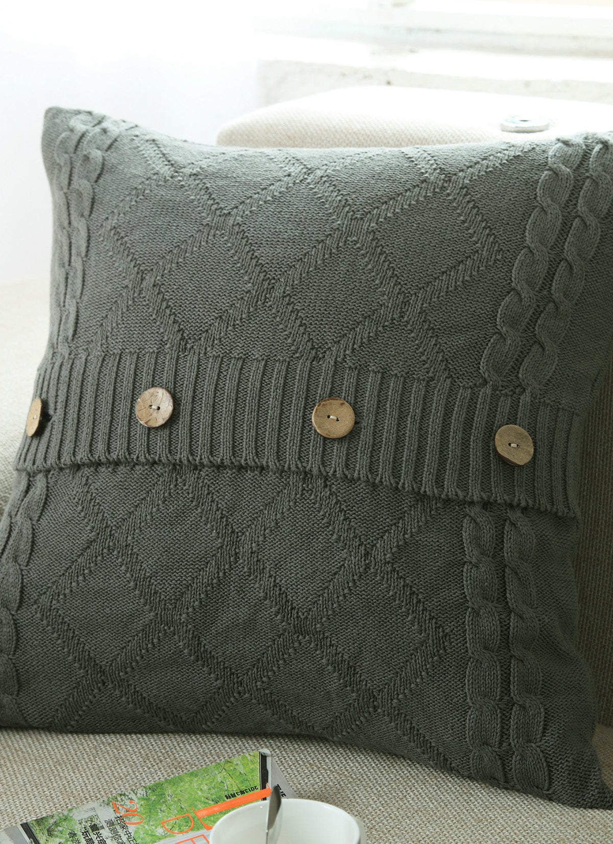 Cotton knitted car pillowcase