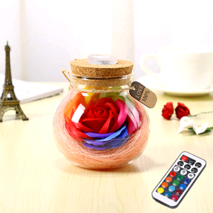 Tanabata gift creative lucky star glass bottle soap flower to send girls luminous bottle romantic eternal flower night light