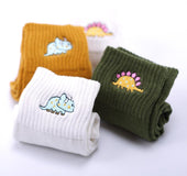 Cotton embroidered dinosaur ladies tube socks