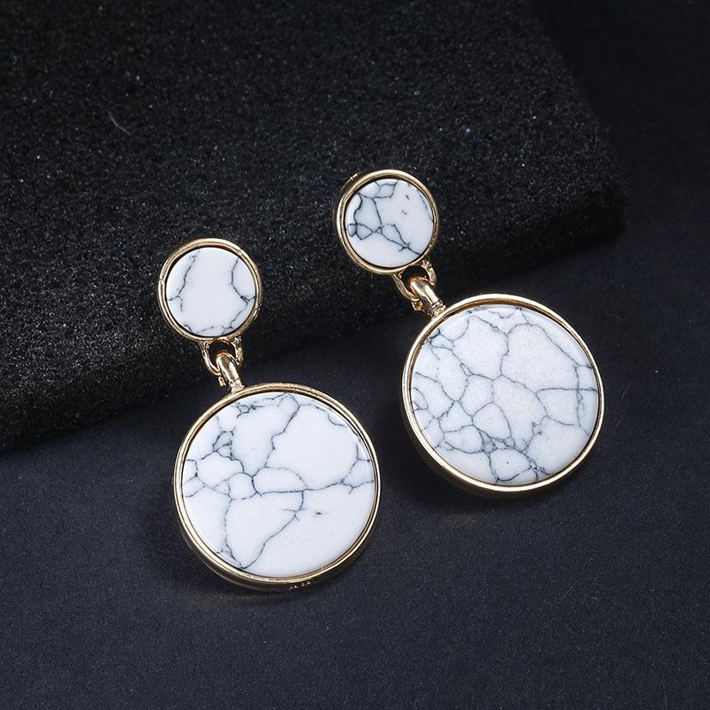 Geometric Round Marble Stud Earrings Various Models
