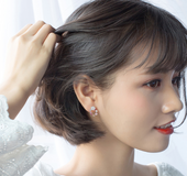 Diamond flower pearl earrings