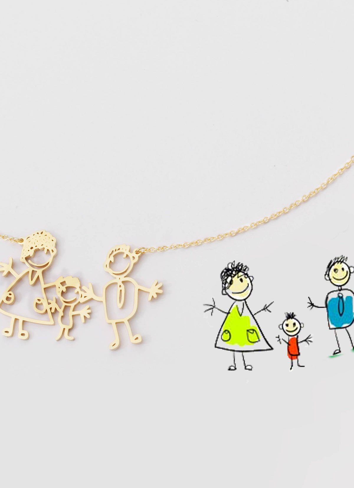 Baby hand drawing figure necklace