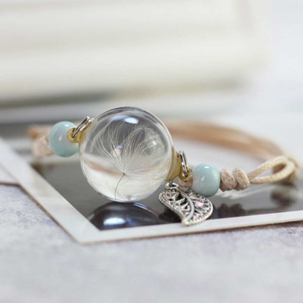 Pulsera Bola De Cristal Flor Seca