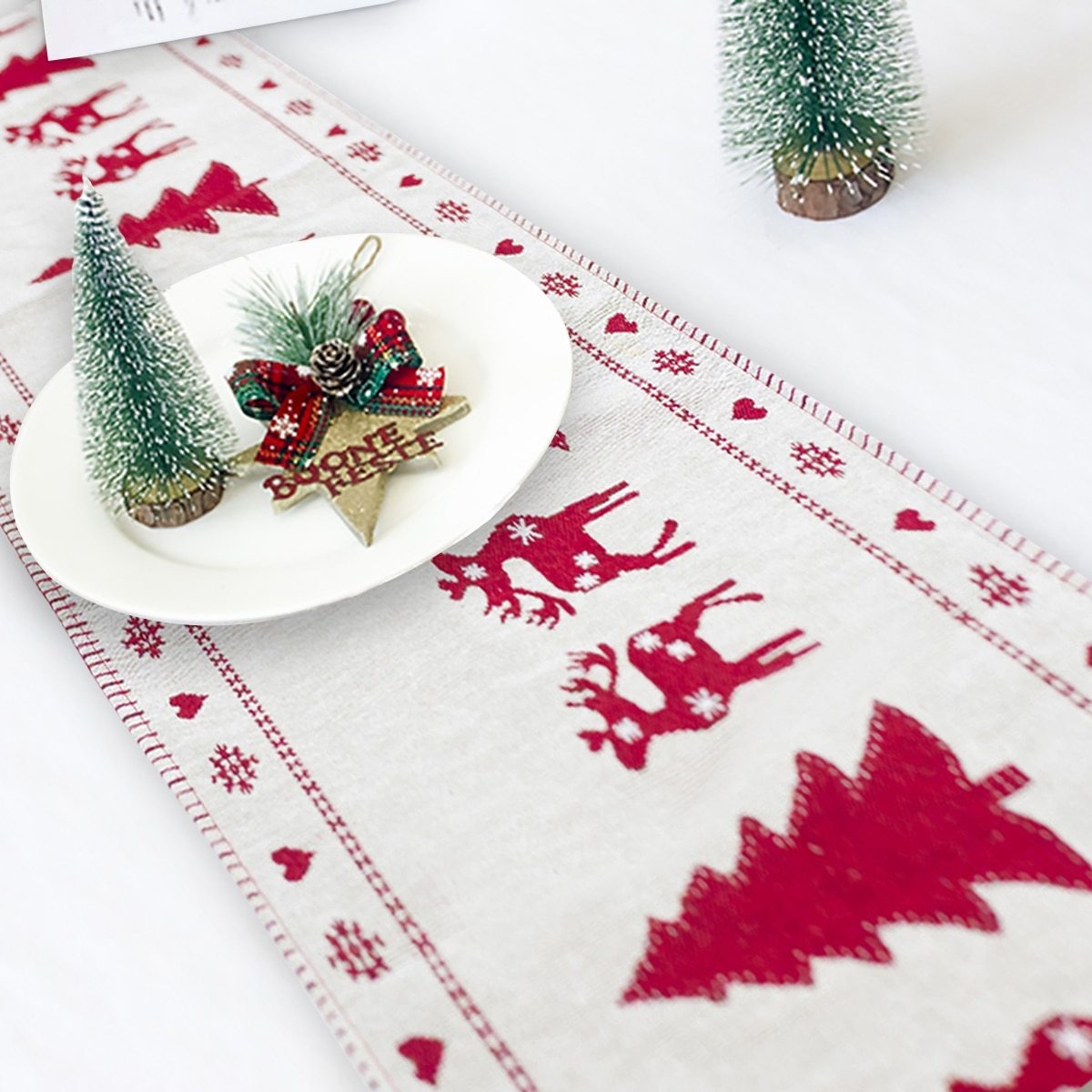 Christmas cotton embroidery table flag