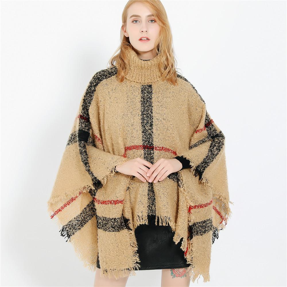 Large plaid imitation cashmere shawl